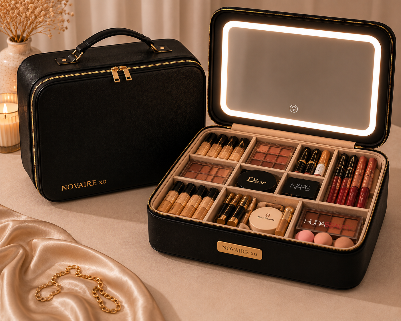 NOVAIRE xo™ XL LED Travel Vanity Case